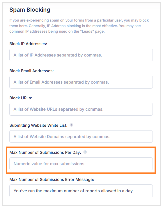 Spam Blocking Options